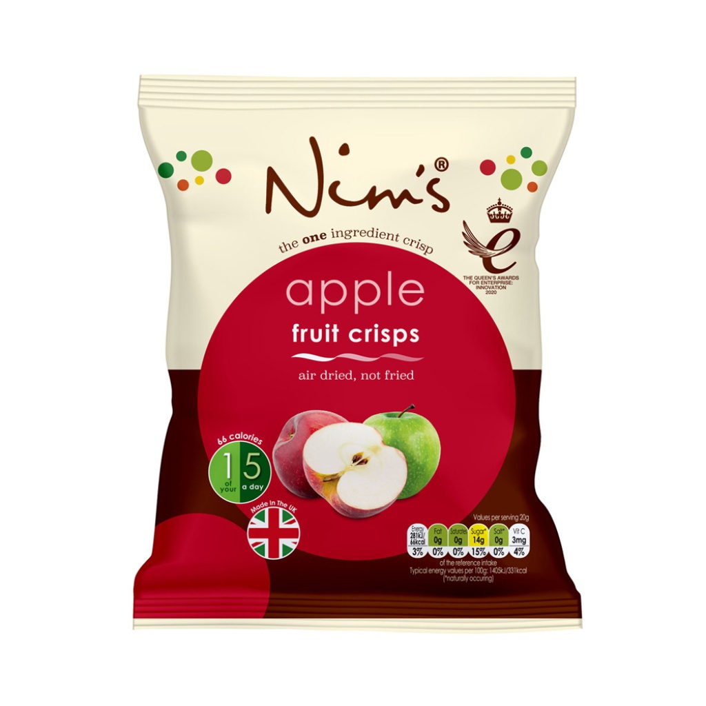 Air Dried Apple Crisps Single Pack (20g) Nims Crisps
