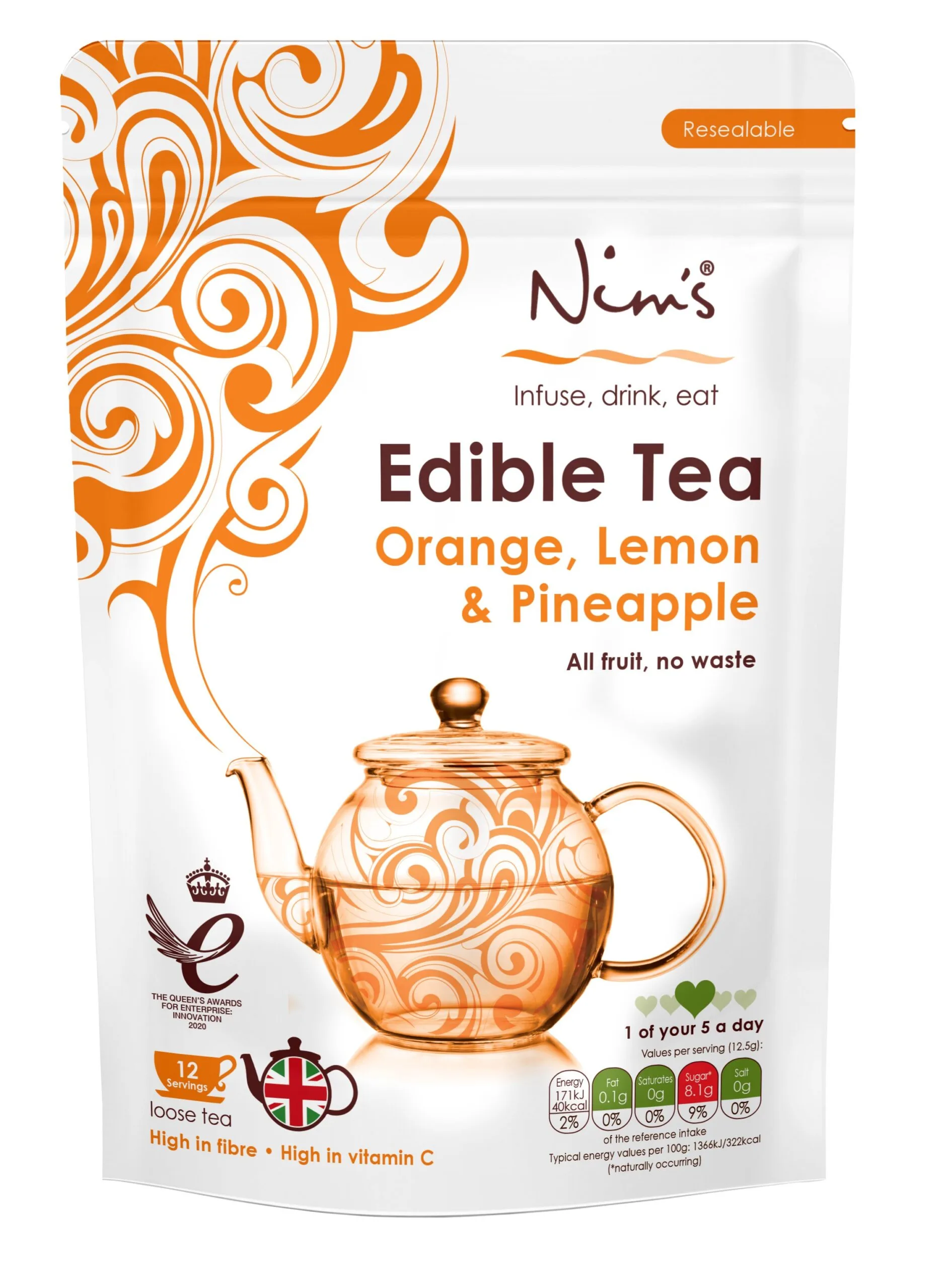 Nim’s Orange, Lemon, Pineapple Edible Tea (150g)