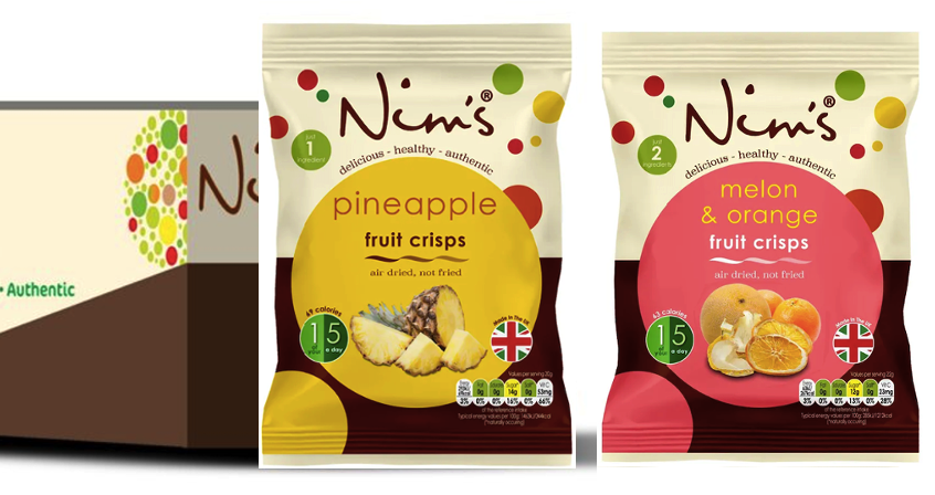 Nim’s Selection Box: Air Dried Melon & Orange and Pineapple Crisps – 6 Packs Each (Box Of 12)
