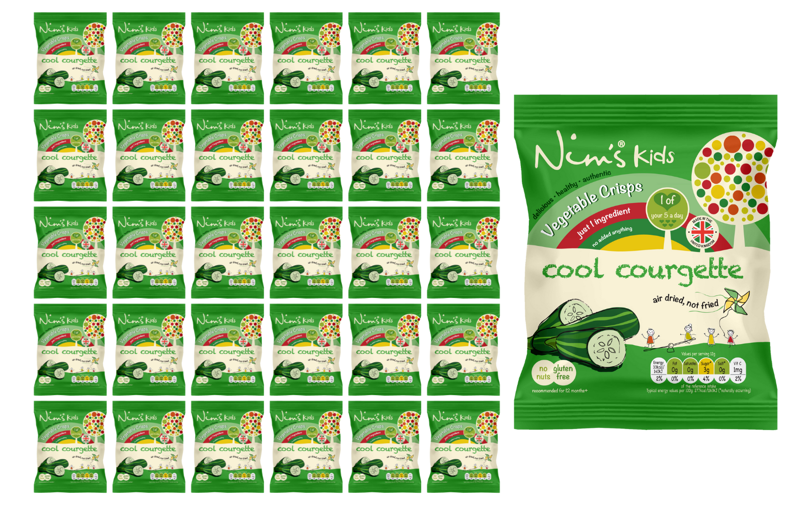 Nim’s Kids Courgette Crisps Box 30 Packs