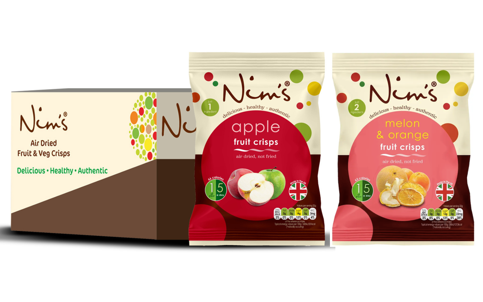 Nim’s Apple Crisps and Melon & Orange Crisps – Multipack Selection Box of 12 Packs